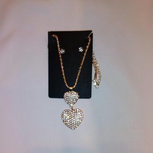 Necklace Heart & Earring Diamond Rhinestone sets